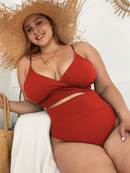 Women's Sexy Plus Size Solid Color Bikini Set