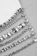 Plunge Neck Rhinestone Tassel Blazer Set