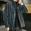 Gold Mink Woolen Coat Men's New Stand-up Collar Windbreaker