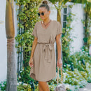 Tie Waist Curved Hem Dress