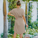 Tie Waist Curved Hem Dress