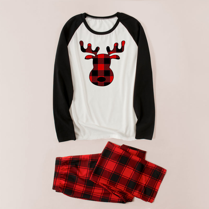 Reindeer Graphic Top and Plaid Pants Set