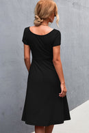 Round Neck Short Sleeve A-Line Dress