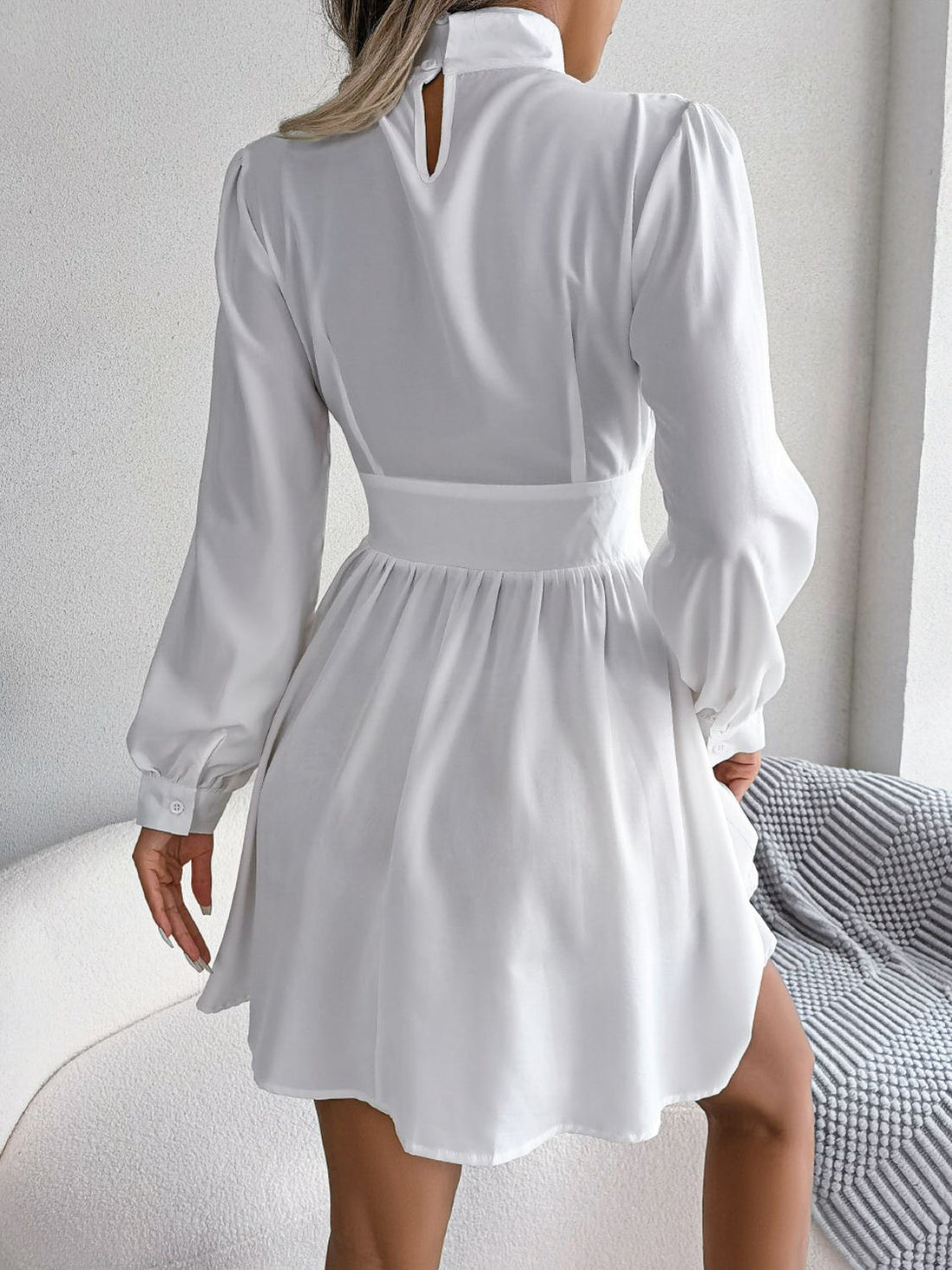 navy blue dress for baby girl Jennifer Cutout Turtleneck A-Line Mini Dress | 3 Colors main image 1