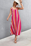 Striped Tie Shoulder Low Back Dress