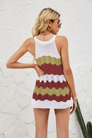 Striped Openwork Sleeveless Knit Top