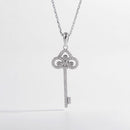 925 Sterling Silver Inlaid Zircon Key Shape Necklace