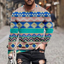 Men's Personality Rhombus Symbol Printing Long Sleeve