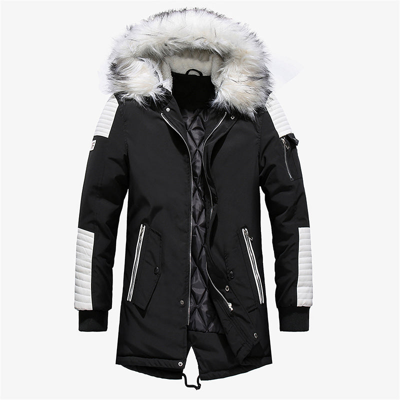 Winter Men Jacket Fur Hooded Collar Thick Warm Parka Men Coats Long Length Outwear