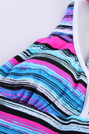 Sky Blue Striped Tie-dye Racerback Tankini Swimsuit