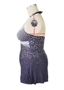 Black White Dot Print Halterneck Tankini Set