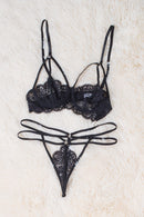 Adjustable Strappy Lace Bra and Panty Set