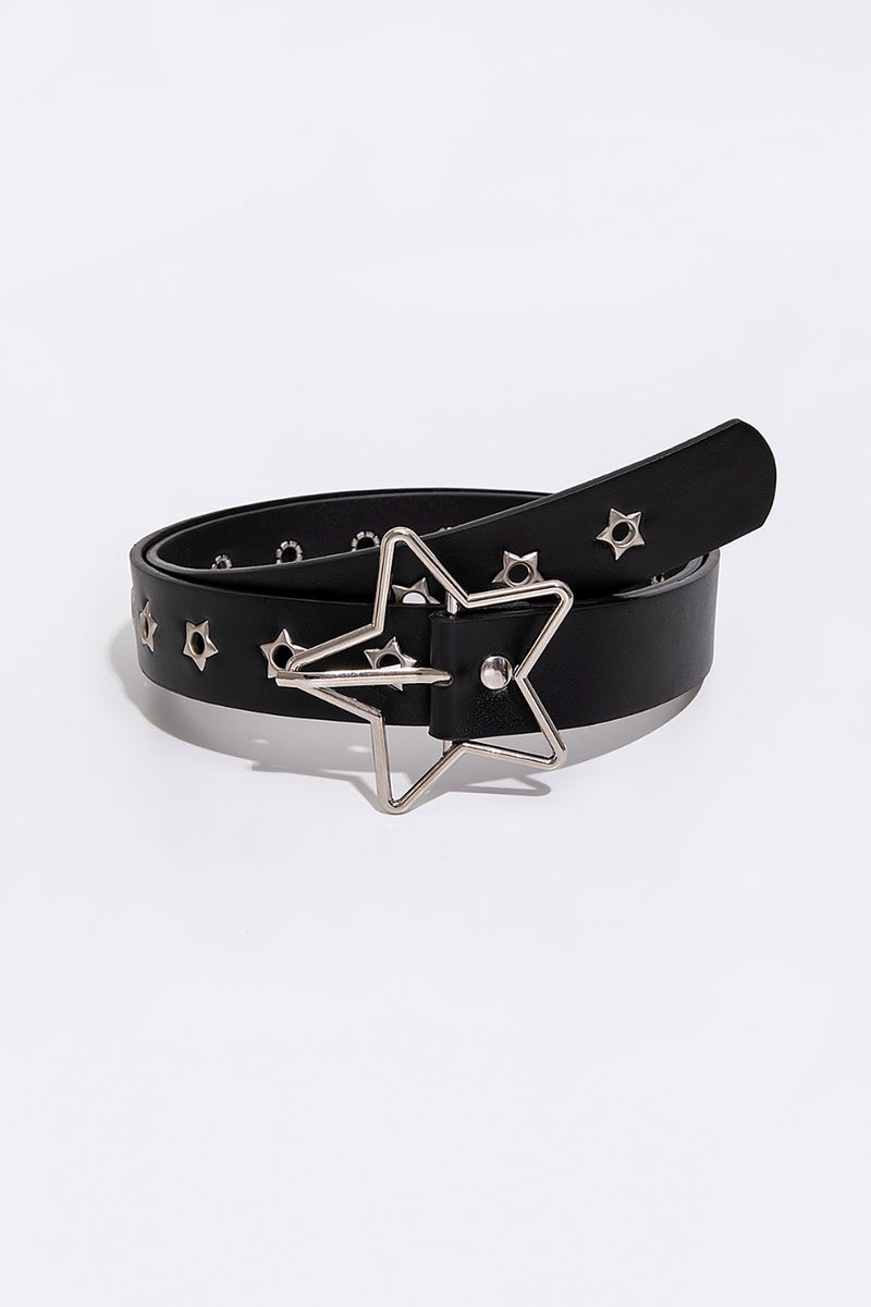 PU Leather Star Shape Buckle Belt