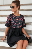 Floral Short Sleeve Babydoll Dress