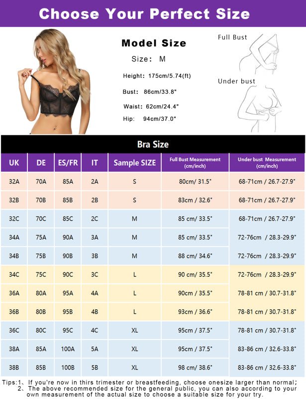 Long Lace Lightweight Plastic Thin Cup Lace Bra (Ingredients Are Already In English)
