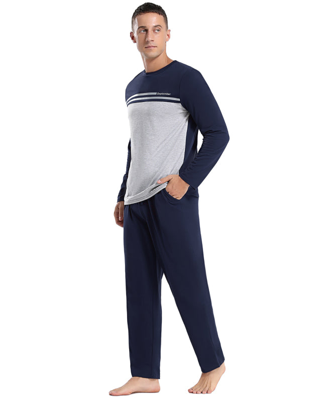 Men'S Round Neck Printed Pajama Set
